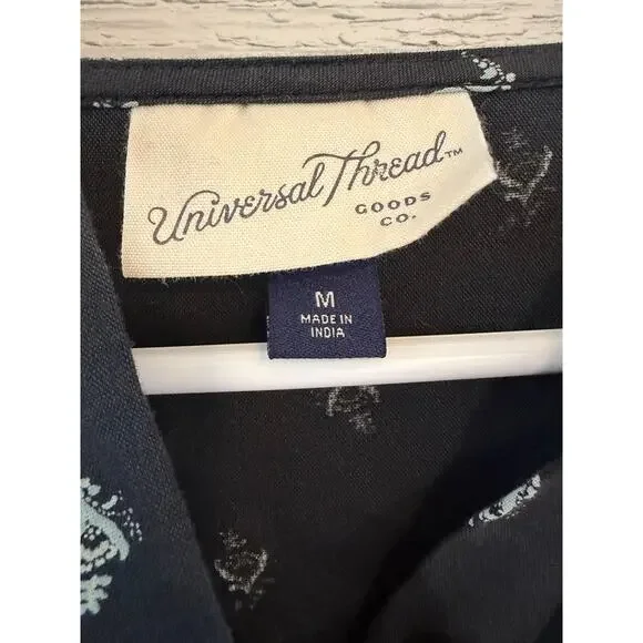 Black Floral Eyelet Ruffle Collar Blouse Size Medium Boho Cottagecore - Picture 3 of 7